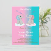 Cute Baby Elephant Gender onthullen Baby shower Fo Kaart (Staand voorkant)