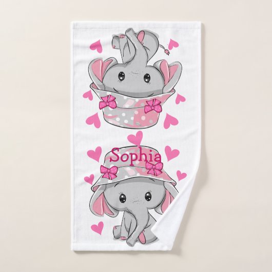 Cute Baby Elephant Girl Bad Handdoek (Handdoek)