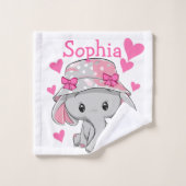 Cute Baby Elephant Girl Bad Handdoek (Wasdoekje)