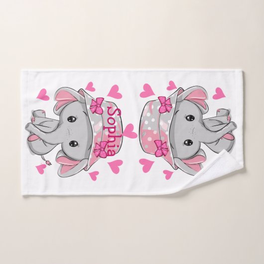 Cute Baby Elephant Girl Bad Handdoek (Handdoek)