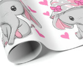 Cute Baby Elephant Girl Cadeaupapier (Rol Hoek)