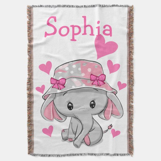 Cute Baby Elephant Girl Deken (Voorkant Verticaal)