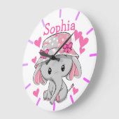 Cute Baby Elephant Girl Grote Klok (Hoek)