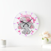Cute Baby Elephant Girl Grote Klok (Huis)