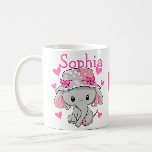 Cute Baby Elephant Girl Koffiemok (Links)