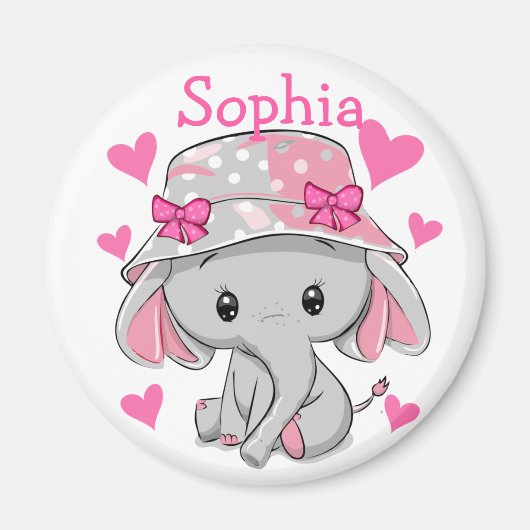 Cute Baby Elephant Girl Magneet (Voorkant)