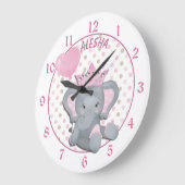 Cute Baby Elephant Girl Princess Large Clock Grote Klok (Hoek)
