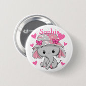 Cute Baby Elephant Girl Ronde Button 5,7 Cm (Voorkant /achterkant)