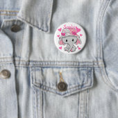 Cute Baby Elephant Girl Ronde Button 5,7 Cm (In situ)