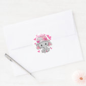 Cute Baby Elephant Girl Ronde Sticker (Envelop)