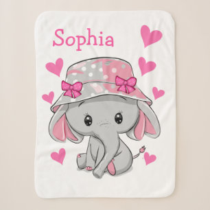 Cute Baby Elephant Girl Sherpa Deken