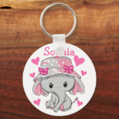 Cute Baby Elephant Girl Sleutelhanger (Voorkant)