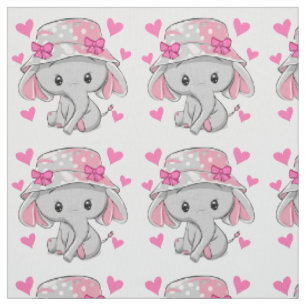 Cute Baby Elephant Girl Stof