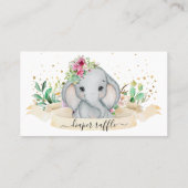 Cute Baby Elephant Girly Diaper Raffle Ticket (Achterkant)