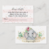 Cute Baby Elephant Girly Diaper Raffle Ticket (Voorkant / Achterkant)