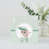 Cute Baby Elephant Green Baby Sprinkle Shower Kaart (Staand voorkant)