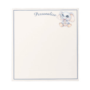 Cute Baby Elephant Grey Bleek Pink Personeelsforma Notitieblok