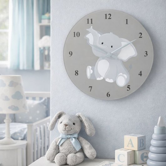 Cute Baby Elephant Grey Grote Klok