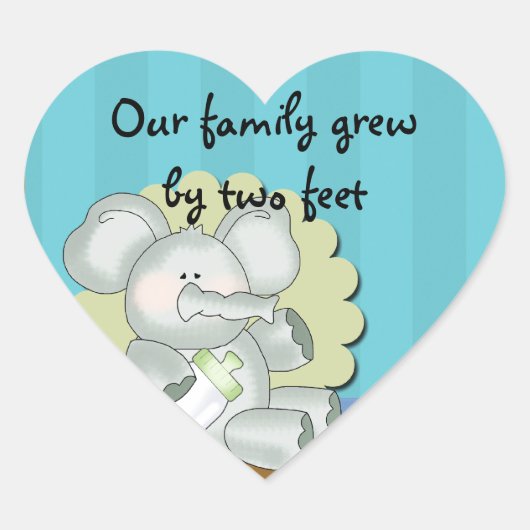 Cute Baby Elephant Hart Sticker (Voorkant)