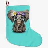 Cute Baby Elephant Hippie Grote Kerstsok (Voorkant)