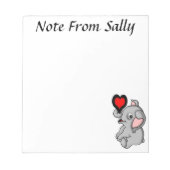 Cute Baby Elephant Holding a Heart Notitieblok (Voorkant)