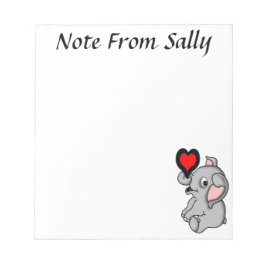 Cute Baby Elephant Holding a Heart Notitieblok