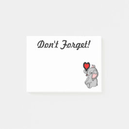 Cute Baby Elephant Holding a Heart Post-it® Notes