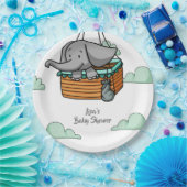 Cute Baby Elephant in Hot Air Ballon Basket Party Papieren Bordje (Feest)
