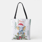 Cute Baby Elephant in Red Santa Hat Tote Bag (Achterkant)