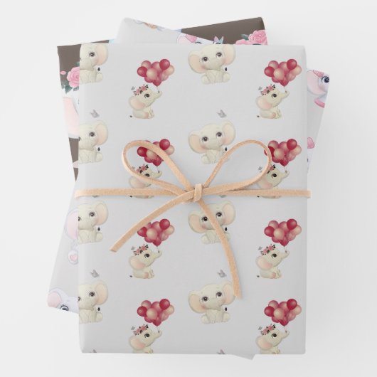 Cute Baby Elephant Inpakpapier Vel (In situ)