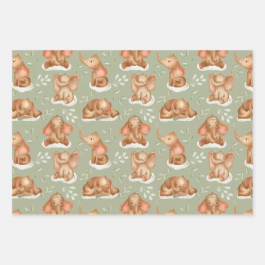 Cute Baby Elephant Inpakpapier Vel (Voorkant)