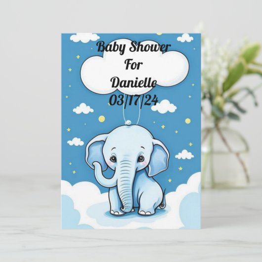 Cute Baby Elephant Kaart (Staand voorkant)