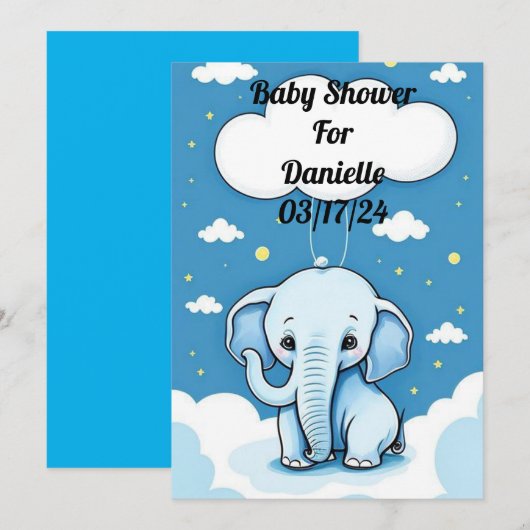 Cute Baby Elephant Kaart (Voorkant / Achterkant)