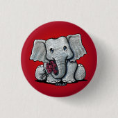 Cute Baby Elephant KiniArt Pin Ronde Button 3,2 Cm (Voorkant)