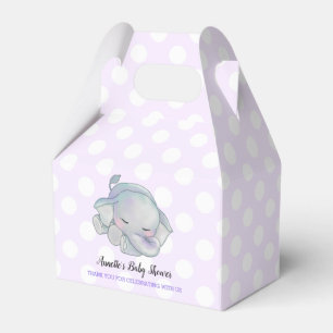 Cute Baby Elephant Lavender Polka Dots Baby shower Bedankdoosjes