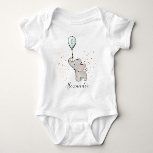 Cute Baby Elephant met ballon van 1 september Romper (Voorkant)