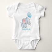 Cute Baby Elephant met ballon van 1 september Romper (Voorkant)