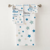 Cute Baby Elephant met Blue Ears Boy Birth Stats Bad Handdoek (Insitu)