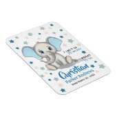 Cute Baby Elephant met Blue Ears Boy Birth Stats Magneet (Rechterzijde)