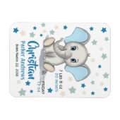 Cute Baby Elephant met Blue Ears Boy Birth Stats Magneet (Horizontaal)