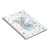 Cute Baby Elephant met Blue Ears Boy Birth Stats Notitieboek (Rechterzijde)