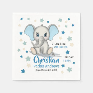 Cute Baby Elephant met Blue Ears Boy Birth Stats Servet