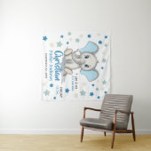 Cute Baby Elephant met Blue Ears Boy Birth Stats Wandkleed (In Situ (horizontaal))