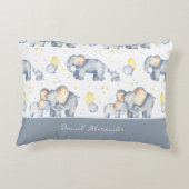 Cute Baby Elephant met mammie Waterverf Accent Kussen (Achterkant)