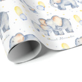 Cute Baby Elephant met mammie Waterverf Cadeaupapier (Rol Hoek)