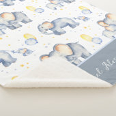 Cute Baby Elephant met mammie Waterverf Sherpa Deken (3/4)