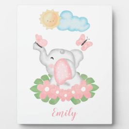 Cute Baby Elephant met roze bloemen Fotoplaat