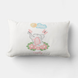 Cute Baby Elephant met roze bloemen Kussen