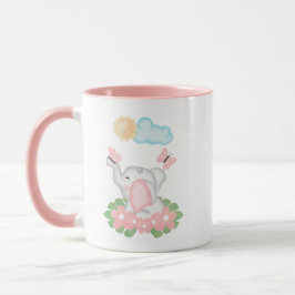 Cute Baby Elephant met roze bloemen Mok