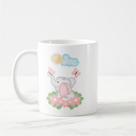 Cute Baby Elephant met roze bloemen Mok